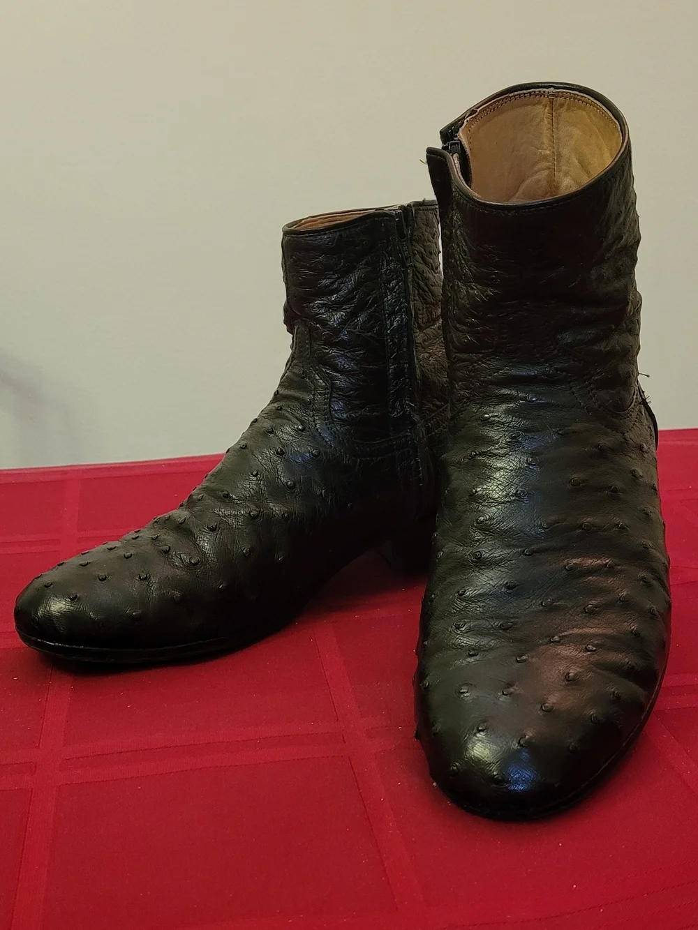 Men's Black Authentic Ostrich Ankle Boots